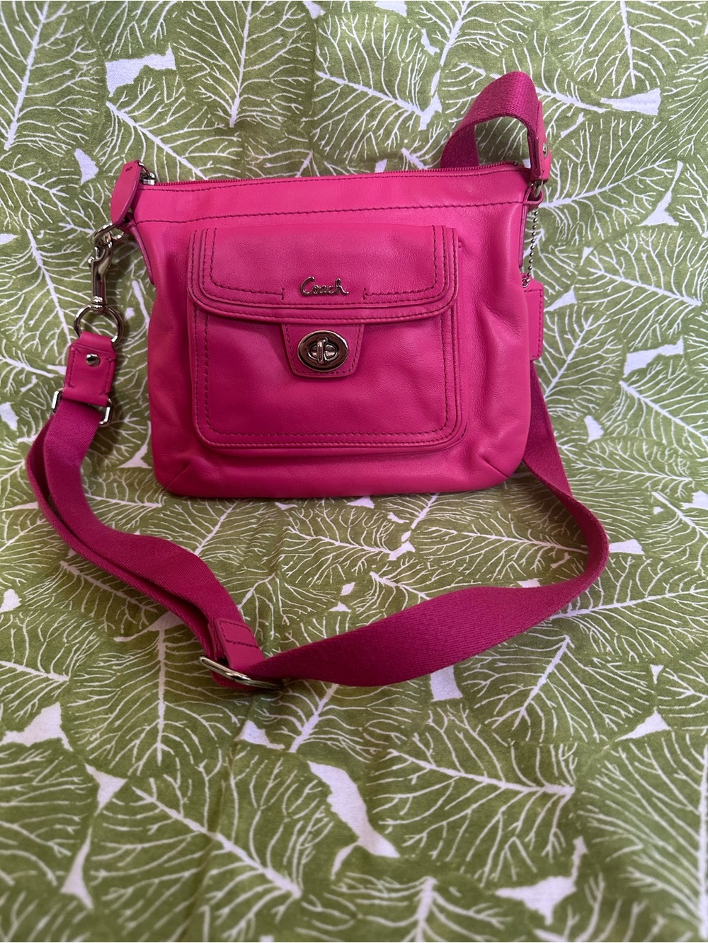 Coach Leather Crossbody Bag in Bright Pink